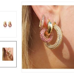 LUV AJ pave interlock Pink and Gold